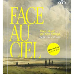 Poster image for the exhibition titled De hemel tegemoet, Paul Huet in zijn tijd